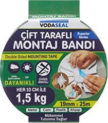 Vodaseal Çift Taraflı Köpük Montaj Bandı 19 mm x 25 m