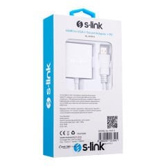 S-link SL-HVS13 HDMI Erkek to VGA Dişi + Audio + Micro USB Beslemeli Dönüştürücü