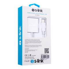 S-link SL-HVS13 HDMI Erkek to VGA Dişi + Audio + Micro USB Beslemeli Dönüştürücü