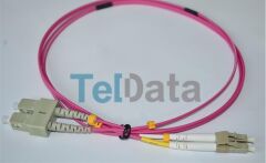 Teldata TLD-SCLCOM41 SC/UPC - LC/UPC Multi Mode Duplex OM4 50/125 1 Metre Fiber Optik Patchcord