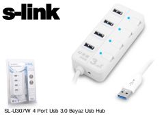 S-Link SL-U307W Beyaz 4 Port USB 3.0 Çoklayıcı