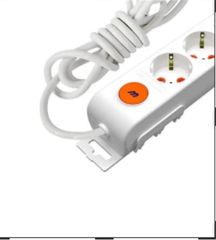 Mutlusan Ri-Tech 2'li Topraklı Grup Priz 1 Metre Kablolu Işıklı Anahtarlı Beyaz (001 175 220002 01 00)