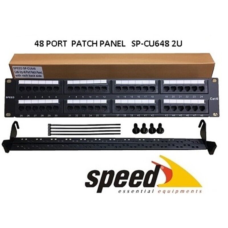 Speed SP-CU648 19'' 2U 48 Port Cat6 UTP Dolu Patch Panel (Arka Kablo Düzenleyici Bar Dahil)
