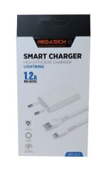 Megatech MT-CL1 1.2A USB Ev Tipi Şarj Adaptörü + Lightning (iPhone) Şarj Kablosu Seti