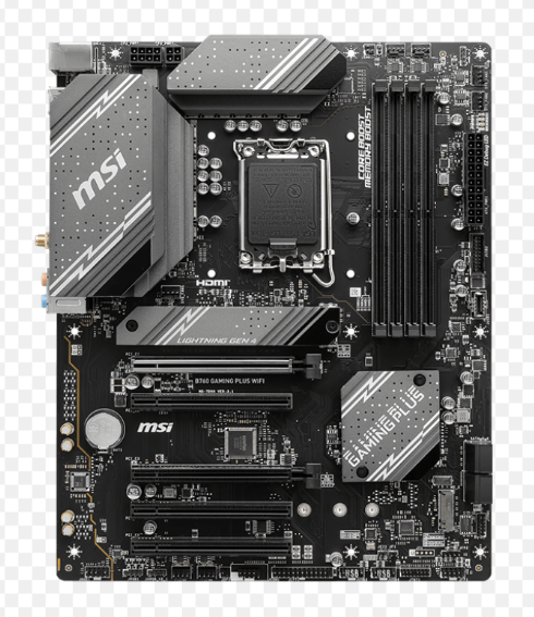 MSI B760 Gaming Plus WiFi Intel B760 LGA1700 DDR5 6800MHz ATX Anakart (2xM.2, HDMI, DisplayPort, USB 3.2, 12./13./14. Nesil Intel İşlemci Uyumlu)