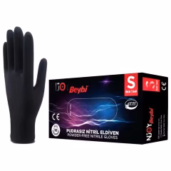 Beybi Muayene Nitril Siyah Small Pudrasız  Eldiven 100lü