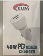 Elba ELB30 40W Çift Portlu (USB-C PD + USB-A) Hızlı Araç Şarj Cihazı - Siyah