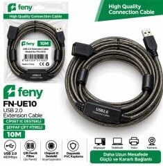 Feny FN-UE10 10mt Usb Uzatma Kablo 2.0 Extension Cipsed Destekli Çift Filtreli