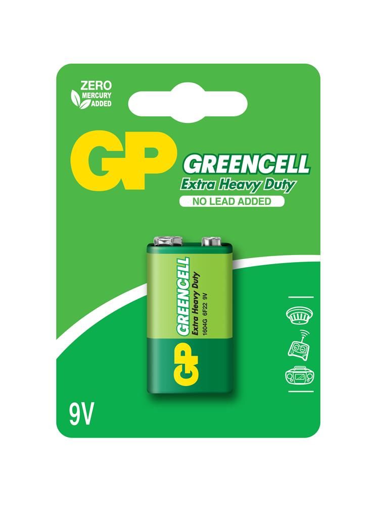 GP Greencel 1604G 9V Karbon Çinko Tekli Kartlı Pil