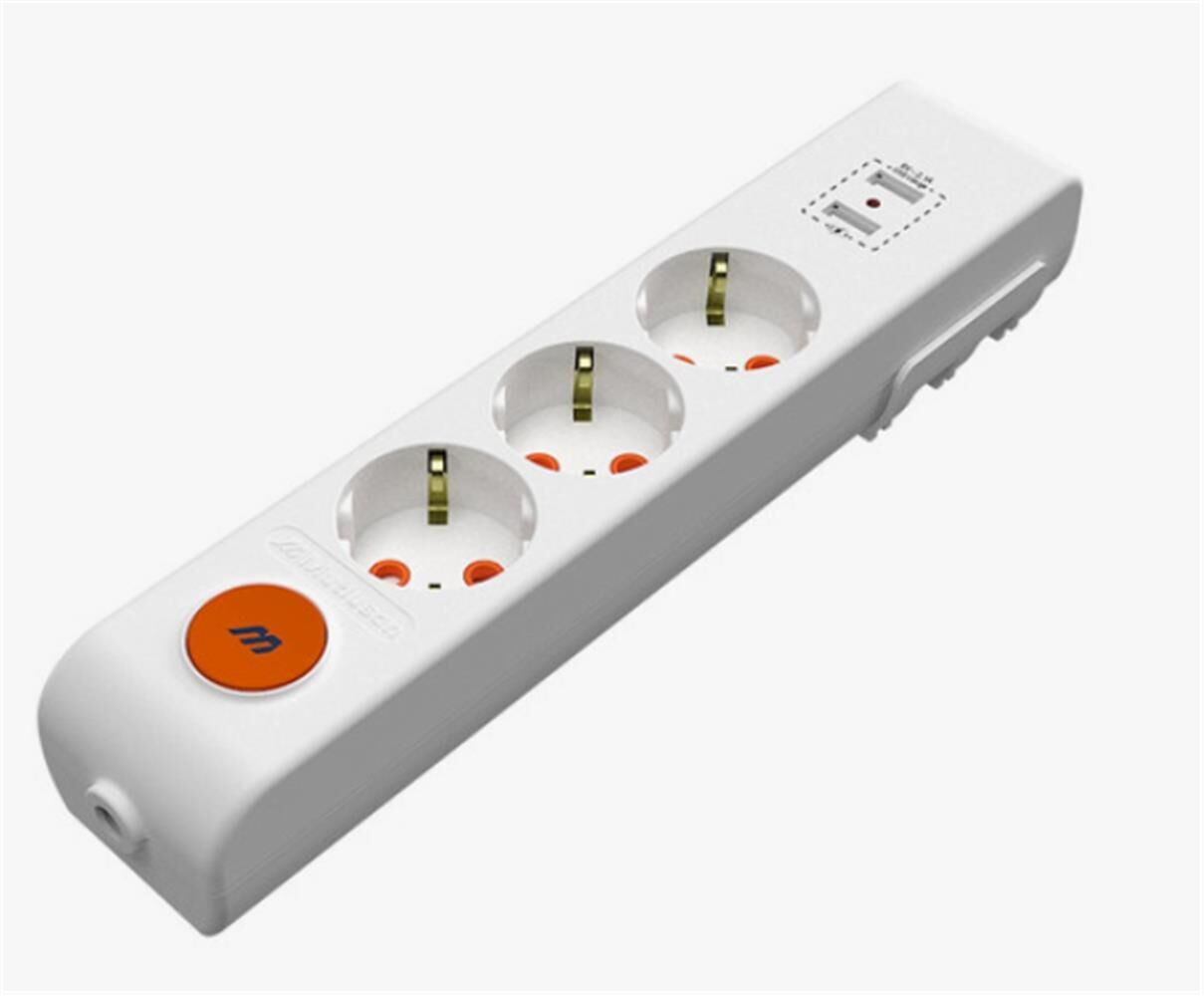 Mutlusan Ri-Tech 3'lü 2 Metre Anahtarlı 1xUSB + 1xType-C Topraklı Grup Priz (Çocuk Korumalı)