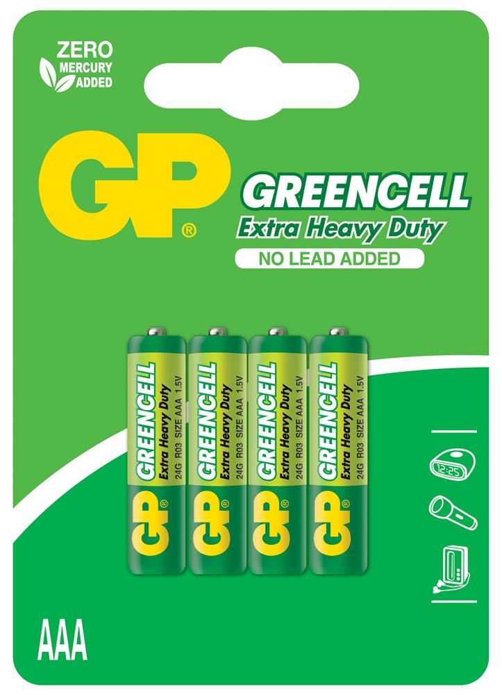 GP Greencel AAA R03 1.5V Karbon Çinko (Carbon Zinc) İnce Kalem Pil - 4'lü Paket (GP24G-U4)