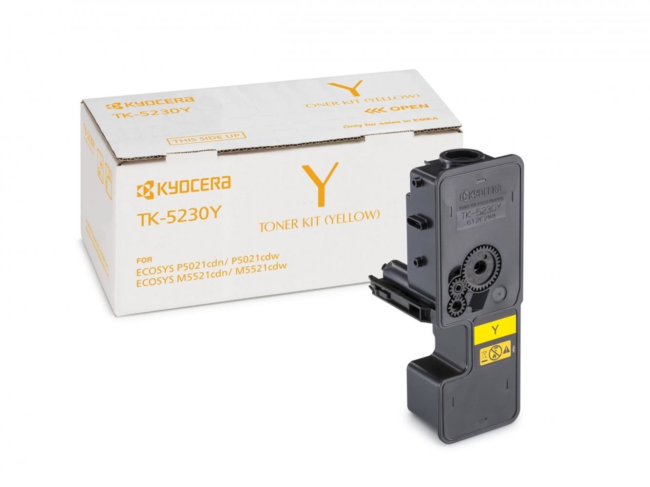 Kyocera TK-5230Y Sarı (Yellow) Orijinal Lazer Toner Kartuşu - 2.200 Sayfa (Ecosys M5521 / P5021 Serisi)