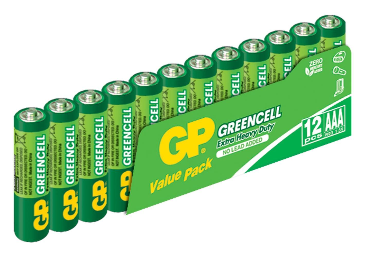 GP Greencel R03 AAA Karbon Çinko 1.5V İnce Kalem Pil 12'li Paket (GP24G-VS12)