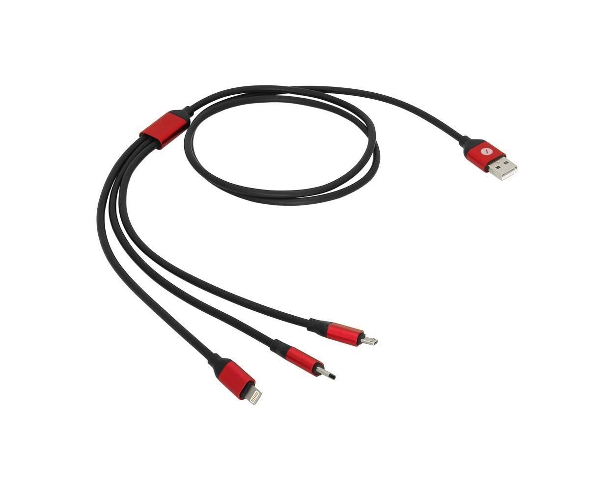 Frisby FA-7544SC Soft TPE Silikon 3'ü 1 Arada (Type-C / Lightning / Micro USB) Çoklu Şarj Kablosu