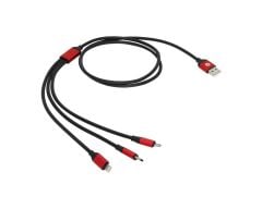 Frisby FA-7544SC Soft TPE Silikon 3'ü 1 Arada (Type-C / Lightning / Micro USB) Çoklu Şarj Kablosu