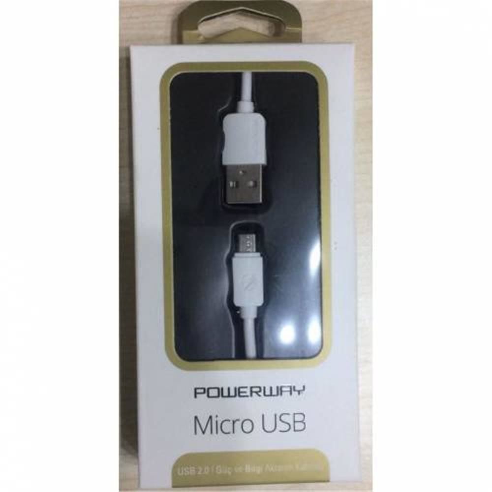 Powerway SM03 1 Metre 2.0A USB-A to Micro USB Hızlı Şarj ve Veri Kablosu