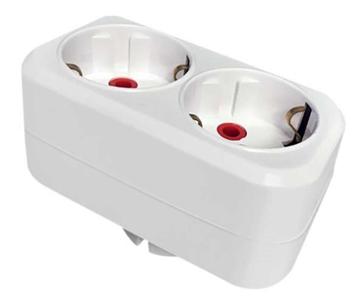 Mutlusan İkili Topraklı Fiş-Priz Adaptör Düz Tip Beyaz (001 170 033006 00 00)