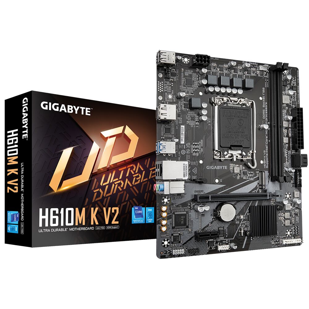 Gigabyte H610M K V2 Intel H610 Soket LGA1700 DDR5 4800MHz M.2 HDMI DP mATX Anakart