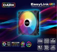 Dark DKCF1200A Easylink Siyah Addressable RGB (ARGB) 120 mm Fan – 500‑1500 RPM, Hydro Bearing, 61 CFM, 4‑Pin PWM + Çift ARGB 5V Bağlantı, Siyah Çerçeve/Şeffaf Kanat