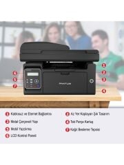 Pantum M6550NW Monokrom Lazer Yazıcı Tarayıcı Fotokopi Network Ethernet Wi-Fi A4 USB Mobil Yazdırma Çok Fonksiyonlu Yazıcı