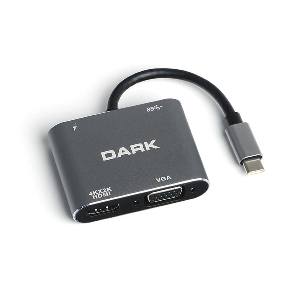 Hytech HY-USBC80 4K@30Hz Metal Type-C Adaptör – 2xUSB3.0, 1xHDMI, 1xPD, Gigabit Ethernet