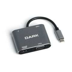 Hytech HY-USBC80 4K@30Hz Metal Type-C Adaptör – 2xUSB3.0, 1xHDMI, 1xPD, Gigabit Ethernet
