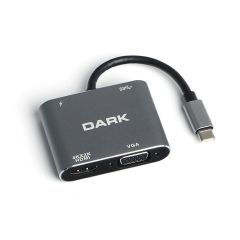 Hytech HY-USBC80 4K@30Hz Metal Type-C Adaptör – 2xUSB3.0, 1xHDMI, 1xPD, Gigabit Ethernet