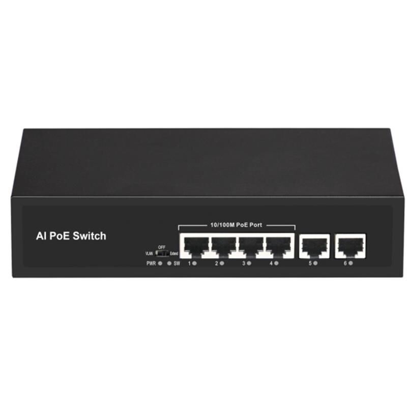 URANIUM POE-4020-55W 4 Port 10/100 + 2 Port 10/100 RJ45 Uplink PoE Switch Realtek Chipset