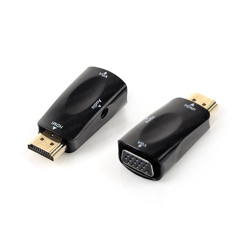 Dark DK‑HD‑AHDMIXVGA2 HDMI to VGA ve Stereo Ses Aktif Dijital‑Analog Dönüştürücü 1080p Full HD Mini Adaptör