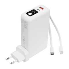 S-link IP-G225 20000mAh Lightning+Type-C Kendinden Kablolu ve Priz Girişli Beyaz Taşınabilir Şarj Cihazı Powerbank