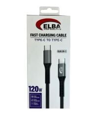 Elba Elb120-1 120w   Type-c To Type-c 1Mt Siyah Örgülü  Şarj Kablosu ( Data Veri )