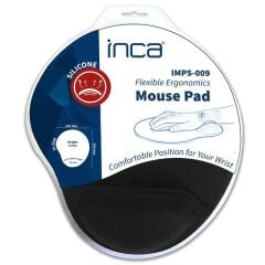 INCA IMPS‑009 Bilek Destekli Silikon Mouse Pad Large 220 × 250 × 3 mm Siyah – Ergonomik Silikon Dolgu, Kaydırmaz Taban, 2 Yıl Garanti