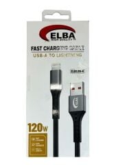 Elba ELB120-4 120W USB-A to Lightning Örgülü Hızlı Şarj ve Veri Kablosu - Siyah, 1 Metre