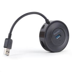 DARK DK‑AC‑USB344 Connect Master X4 USB 3.0 4 Port Çoklayıcı Hub – Yuvarlak Siyah Tasarım, 10 cm Kablo, Micro‑USB Güç Desteği, Plug‑and‑Play, 2 Yıl Türkiye Garantili