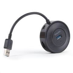 DARK DK‑AC‑USB344 Connect Master X4 USB 3.0 4 Port Çoklayıcı Hub – Yuvarlak Siyah Tasarım, 10 cm Kablo, Micro‑USB Güç Desteği, Plug‑and‑Play, 2 Yıl Türkiye Garantili