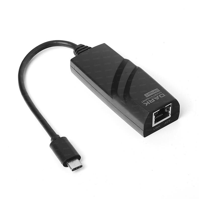 DARK DK‑AC‑U31XGLAN USB 3.1 Type‑C (erkek) to RJ‑45 Gigabit Ethernet (10/100/1000 Mbps) Adaptör – Alüminyum Kasa, Tak‑ve‑Çalıştır, 2 Yıl Türkiye Garantili