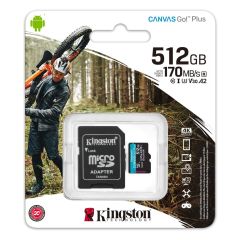 Kingston SDCG3-512GB 512GB microSDXC Canvas Go Plus A2 U3 V30 Hafıza Kartı + Adaptör