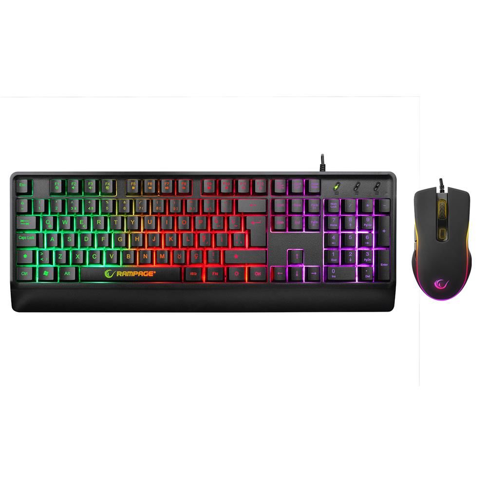 Rampage KM-99 DOBBLE Rainbow Backlight 7 Tuşlu 6400 DPI Gaming Klavye + Mouse Set