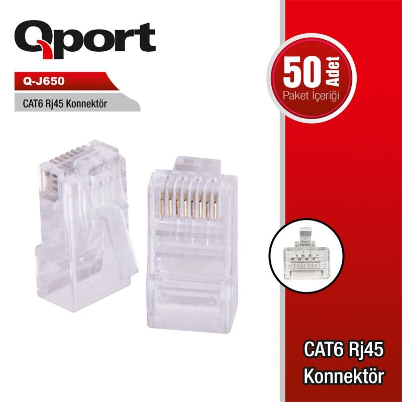 QPORT Q-J650 CAT6 50’LİK RJ-45 Konnektör