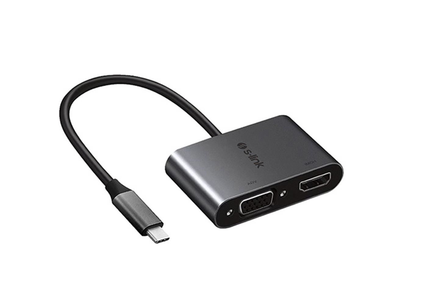 S-link Swapp SW-U516 4K@30Hz Type-C to HDMI + VGA Adaptör