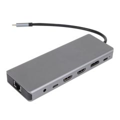 Vcom CU4706 Type-C To HDMI-2+DP+USB3.0-3+Type-C+USB2.0+RJ45+SD2.0+TF2.0+PD+DC+3.5mm 13-in-1 Çevirici