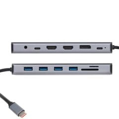 Vcom CU4706 Type-C To HDMI-2+DP+USB3.0-3+Type-C+USB2.0+RJ45+SD2.0+TF2.0+PD+DC+3.5mm 13-in-1 Çevirici