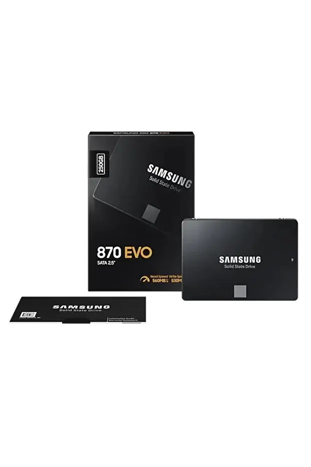 250GB SAMSUNG 870 560/530MB/s EVO MZ-77E250BW SSD (Resmi Distribütör Garantili)