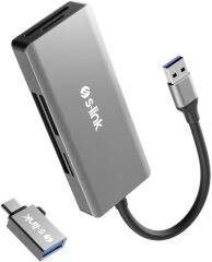 S-link SL-CR51 TypeC ve USB3.0 CF, SD, M2, Micro SD, MS 5 in 1 Metal Kart Okuyucu