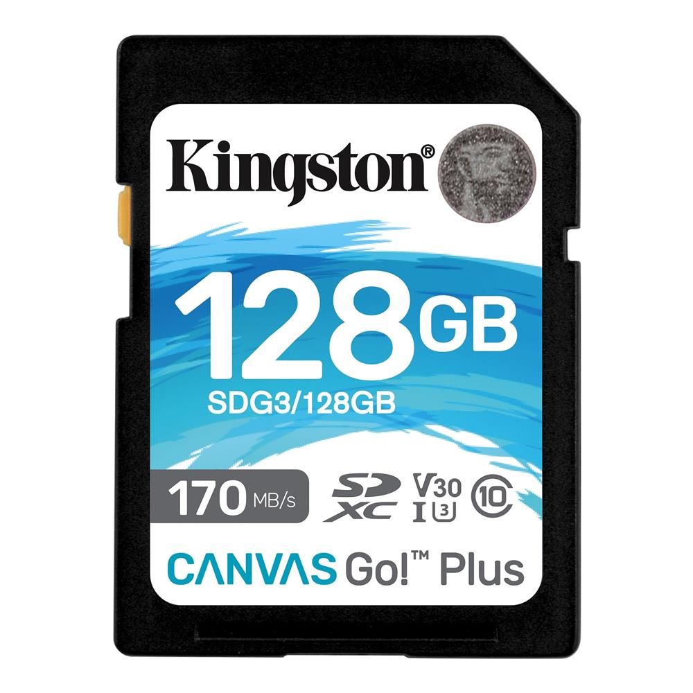 Kingston SDG3-128GB Canvas Go Plus SDXC 128GB 170R C10 UHS-I U3 V30 Hafıza Kartı