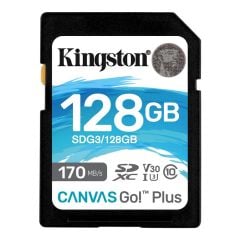 Kingston SDG3-128GB Canvas Go Plus SDXC 128GB 170R C10 UHS-I U3 V30 Hafıza Kartı