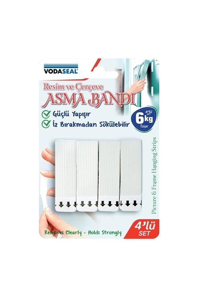 Vodaseal İz Bırakmayan Resim ve Çerçeve Asma Bandı 4'lü Set (6 kg Kapasiteli)