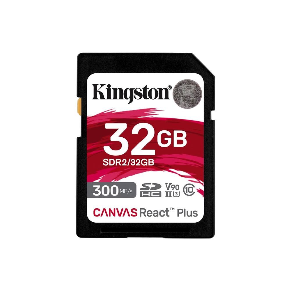 Kingston SDR2-32GB Canvas React Plus SDHC UHS-II 300R-260W U3 V90 Full HD/4K/8K Hafıza Kartı