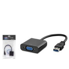 Hadron HDX7779 USB 3.0 to VGA Dişi Dönüştürücü Adaptör - 1080p Full HD Siyah