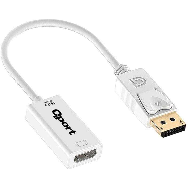 QPORT Q‑DP‑HDB DisplayPort to HDMI 4K Destekli Çevirmeli Adaptör (16 cm Kablo, DP 1.2 → HDMI)